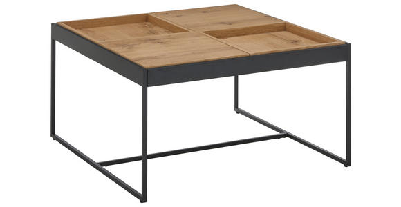 COUCHTISCH in Holz, Metall, Holzwerkstoff 83/83/45 cm  - Eichefarben/Schwarz, Design, Holz/Holzwerkstoff (83/83/45cm) - Novel