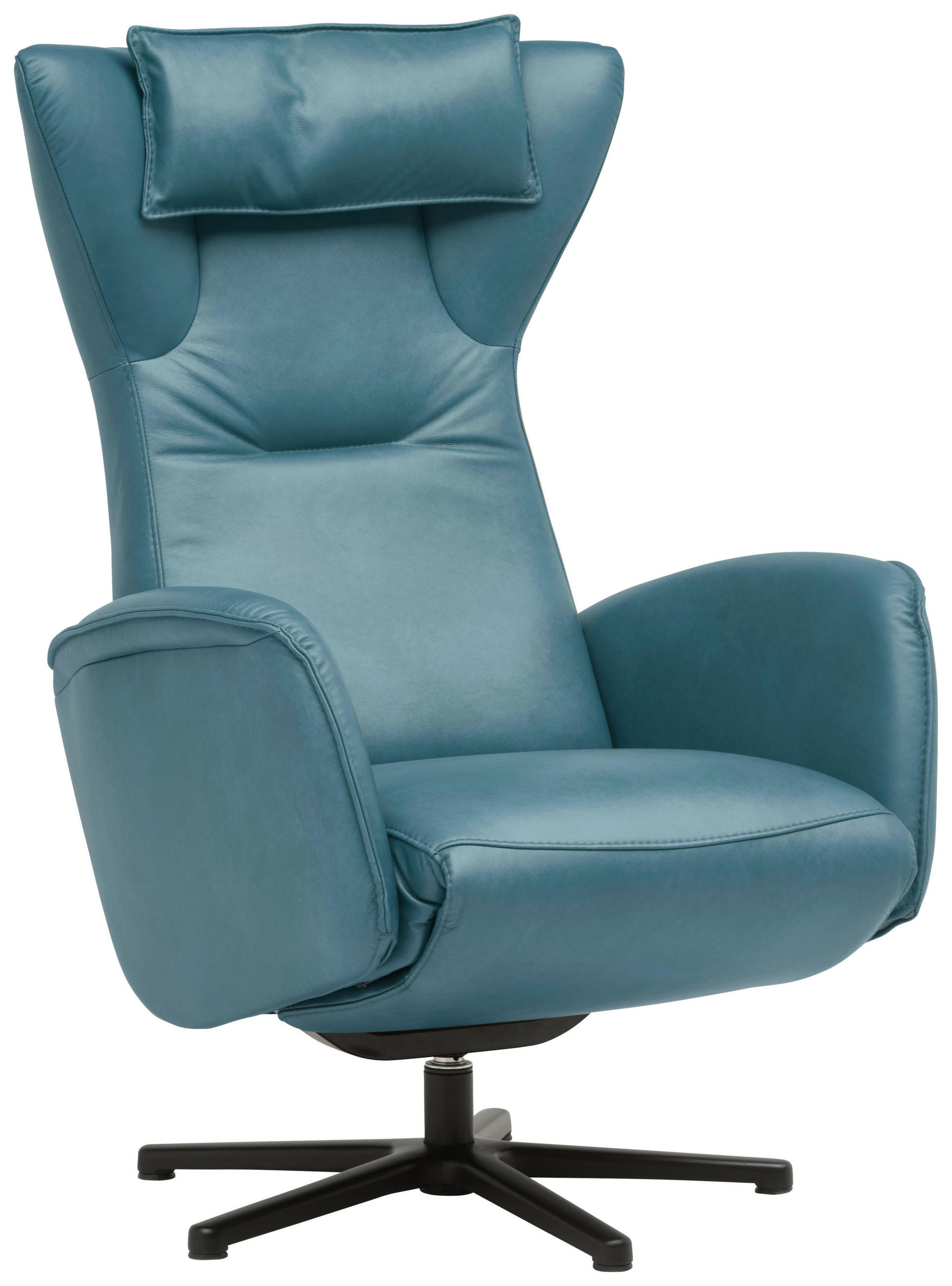 RELAXSESSEL Leder Blau  - Blau/Schwarz, Design, Leder/Metall (75/106/86cm) - Valdera