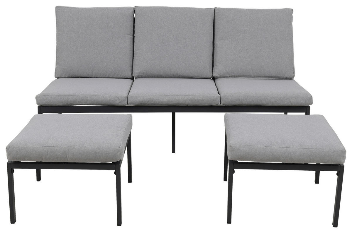 GARTENSET Webstoff Eisen  - Grau, Design, Textil/Metall (165/77/84cm) - Ambia Garden