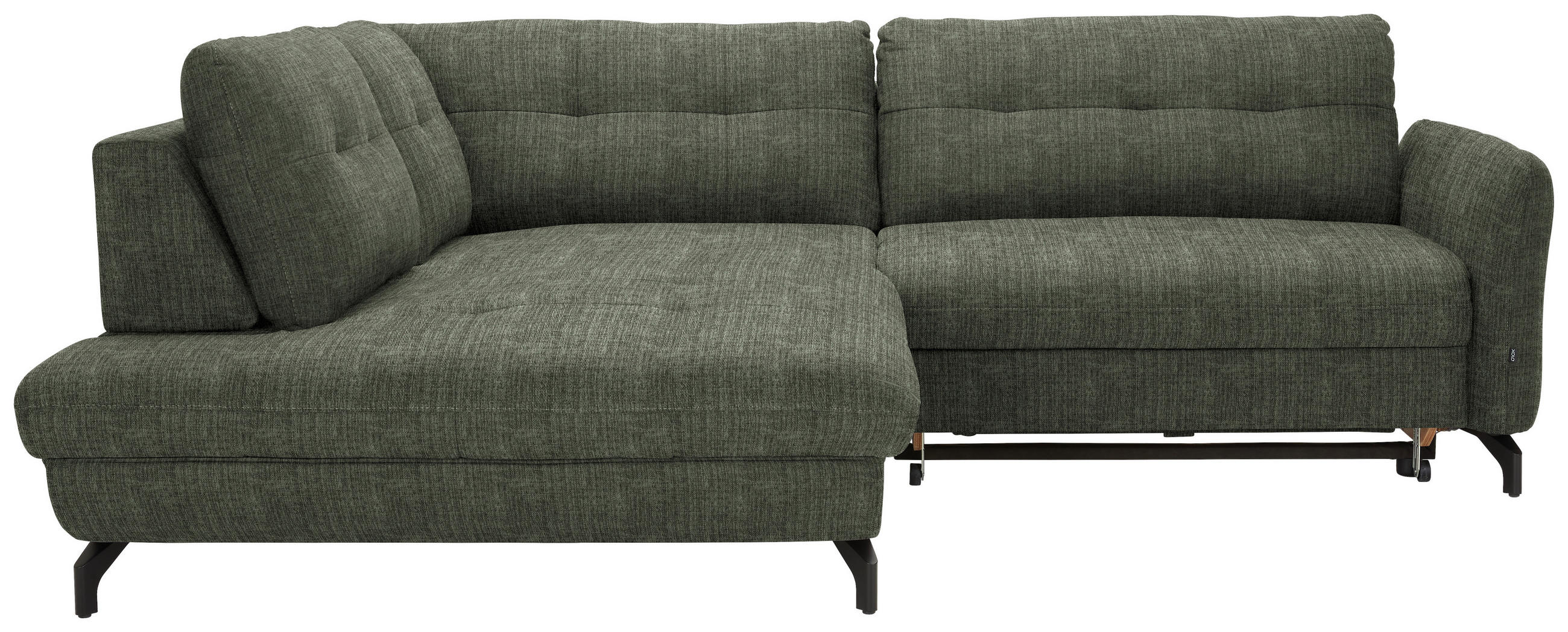 ECKSOFA in Flachgewebe, Leinenoptik Grün  - Schwarz/Grün, Design, Textil/Metall (208/247cm) - Xora
