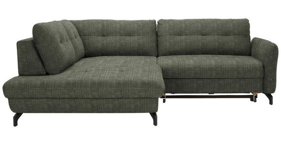 ECKSOFA in Flachgewebe, Leinenoptik Grün 208/247 cm - Schwarz/Grün, Design, Textil/Metall (208/247cm) - Xora