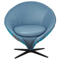 SESSEL in Flachgewebe Kombination Echtleder/Stoff Blau, Goldbraun  - Blau/Beige, Design, Leder/Textil (85/81/79cm) - Koinor