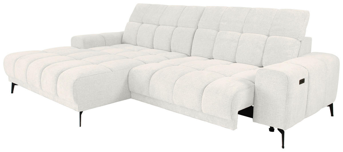 ECKSOFA inkl.Funktionen Beige Chenille  - Beige/Schwarz, MODERN, Textil/Metall (195/300cm) - Xora