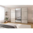 SCHWEBETÜRENSCHRANK 301/223/68 cm 3-türig Weiß, Champagner  - Champagner/Schwarz, KONVENTIONELL, Glas/Holzwerkstoff (301/223/68cm) - Novel