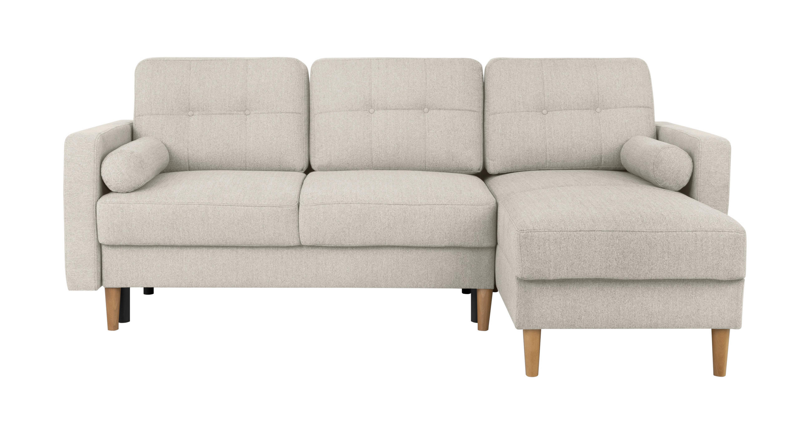 ECKSOFA in Hellgrau - Buchefarben/Hellgrau, Design, Holz/Textil (223/157cm) - MID.YOU