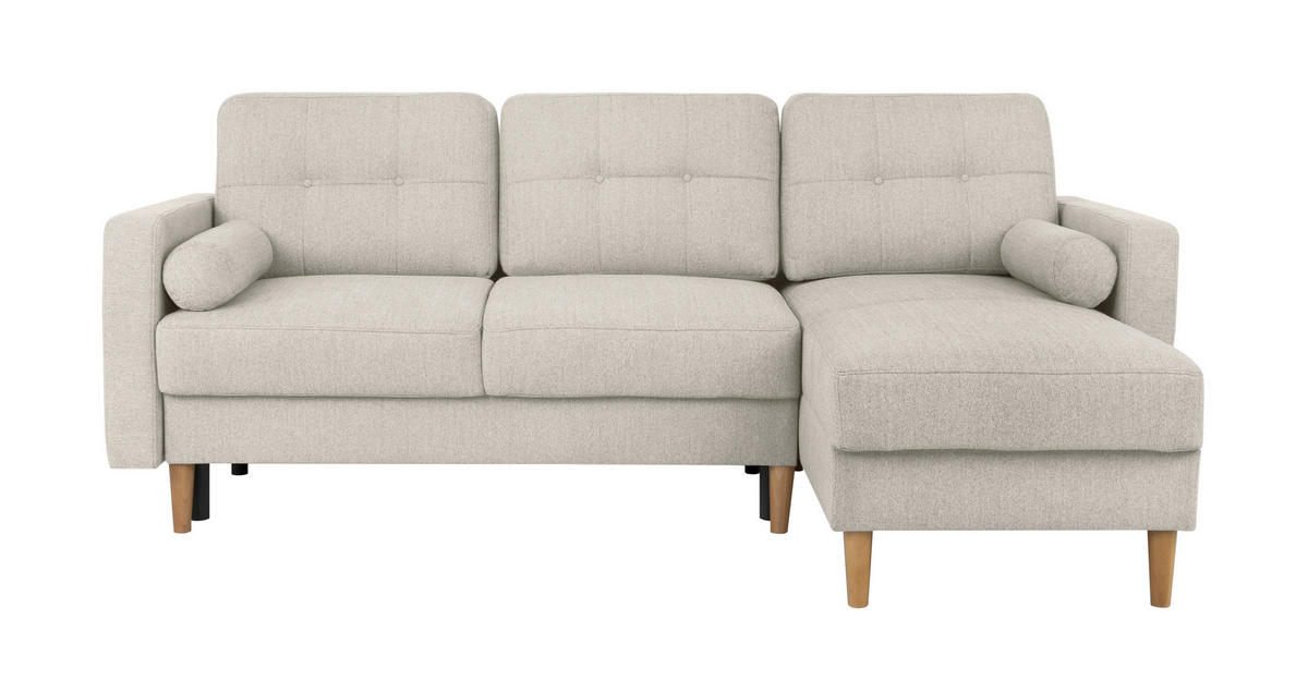 ECKSOFA in Hellgrau  - Buchefarben/Hellgrau, Design, Holz/Textil (223/157cm) - MID.YOU