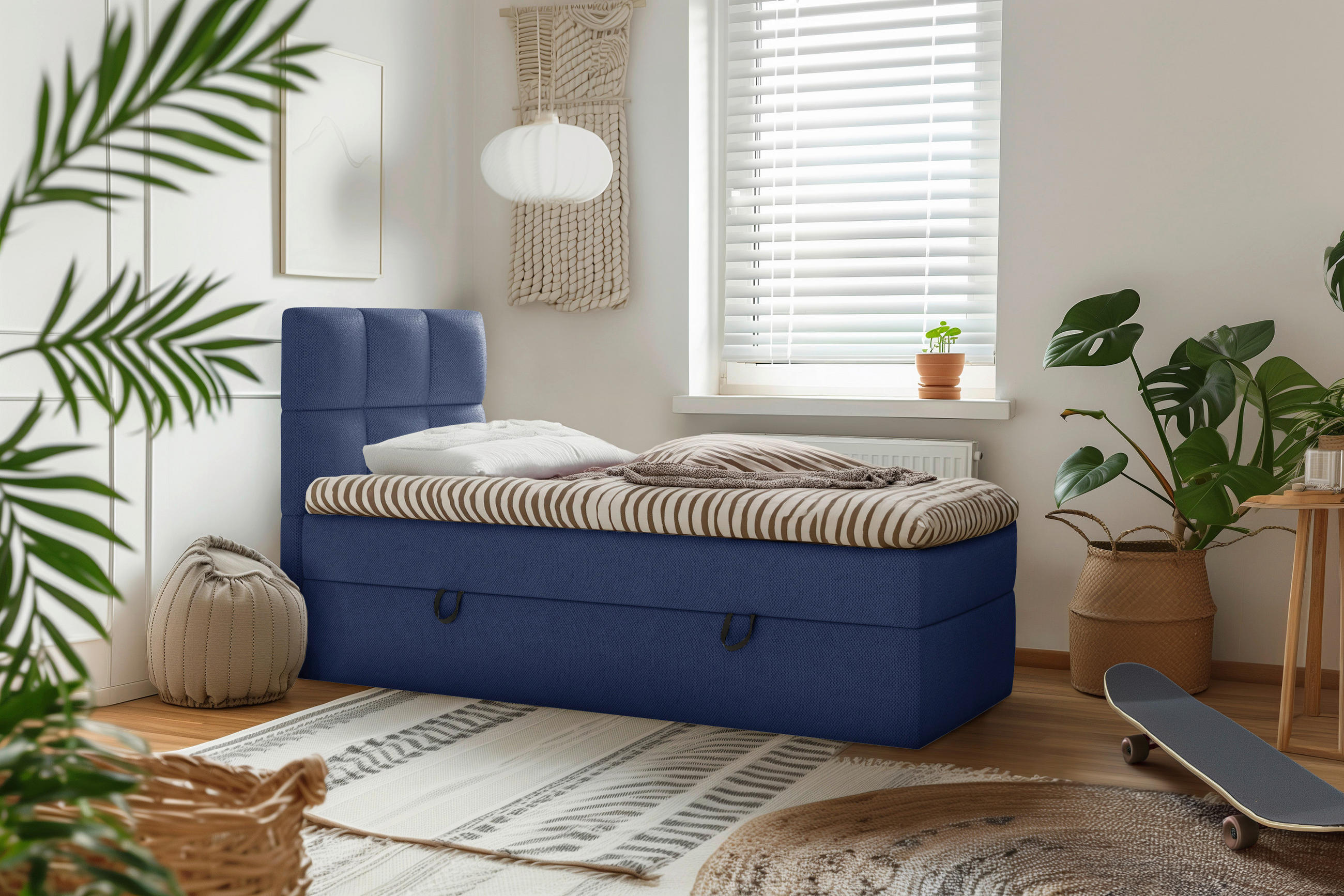 BOXBETT 90/200 cm  in Dunkelblau  - Schwarz/Dunkelblau, MODERN, Holz/Holzwerkstoff (90/200cm) - MID.YOU