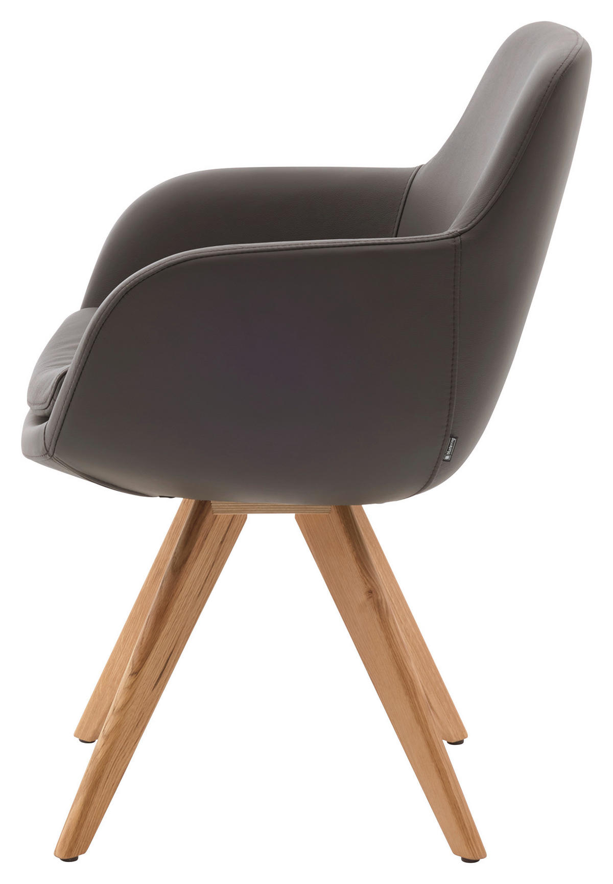 ARMLEHNSTUHL  in Echtleder pigmentiert  - Wildeiche/Dunkelbraun, Design, Leder/Holz (62/86/66cm) - Musterring