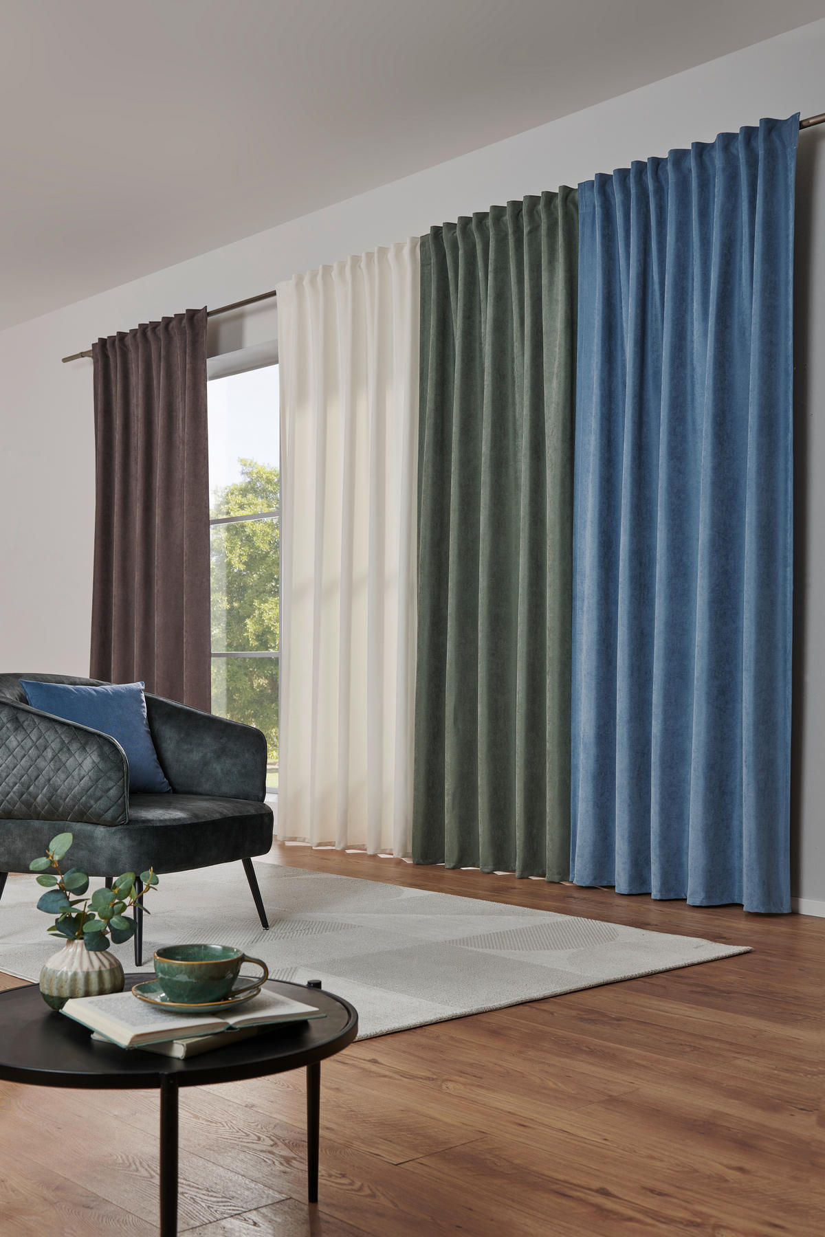 KONČANA ZAVESA  neprosojno   140/245 cm  - modra, Konvencionalno, tekstil (140/245cm) - Esposa