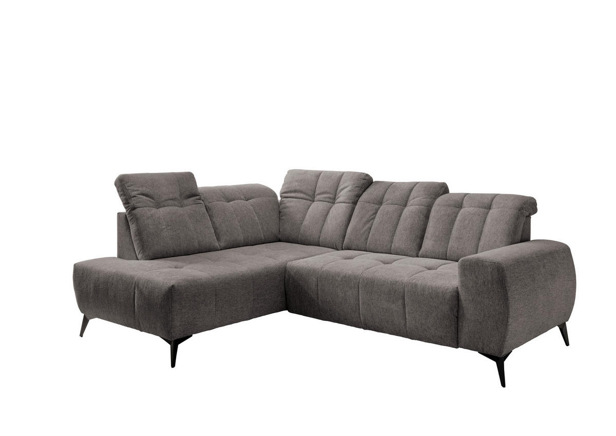 ECKSOFA in Chenille Graubraun  - Graubraun/Schwarz, Modern, Textil/Metall (200/261cm) - Livetastic