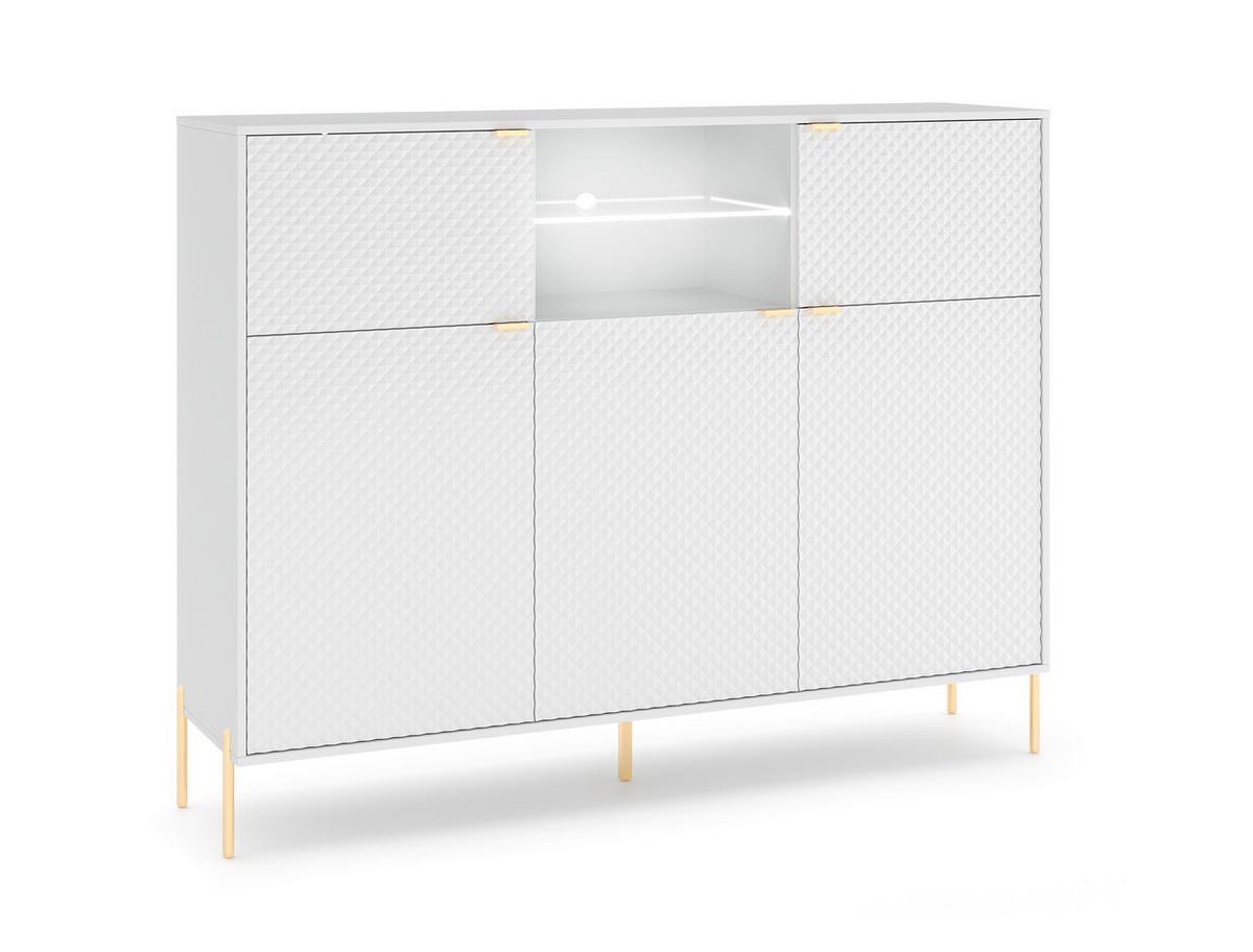 SIDEBOARD  in 154/125,9/42 cm  - Goldfarben/Weiß, Design, Glas/Holzwerkstoff (154/125,9/42cm) - MID.YOU