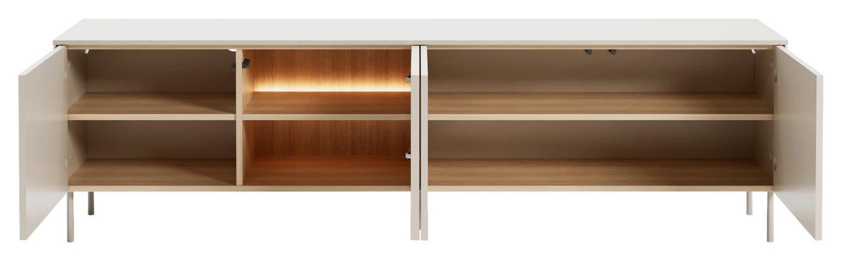TV-ELEMENT Eichefarben, Kaschmir  195/57/41 cm  - Kaschmir/Eichefarben, Modern, Glas/Holzwerkstoff (195/57/41cm) - Carryhome