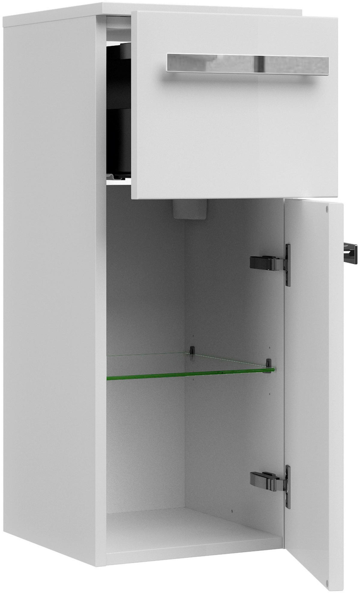 UNTERSCHRANK 30/73/33 cm   - Chromfarben/Weiß Hochglanz, KONVENTIONELL, Glas/Holzwerkstoff (30/73/33cm) - Sadena