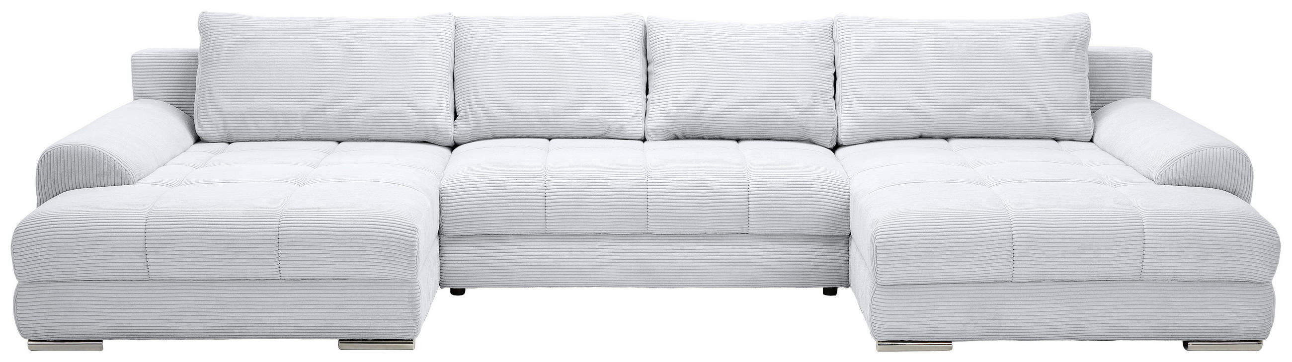 WOHNLANDSCHAFT Cord Grau  - Chromfarben/Grau, Konventionell, Kunststoff/Textil (180/376/180cm) - Carryhome