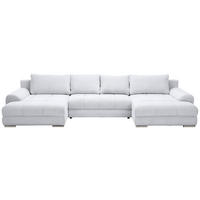 WOHNLANDSCHAFT Cord Grau  - Chromfarben/Grau, Konventionell, Kunststoff/Textil (180/376/180cm) - Carryhome