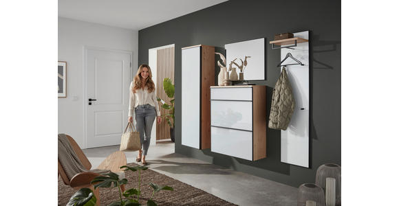 SCHUHKIPPER  in 84/102/31 cm  - Eichefarben/Anthrazit, Design, Glas/Holz (84/102/31cm) - Dieter Knoll