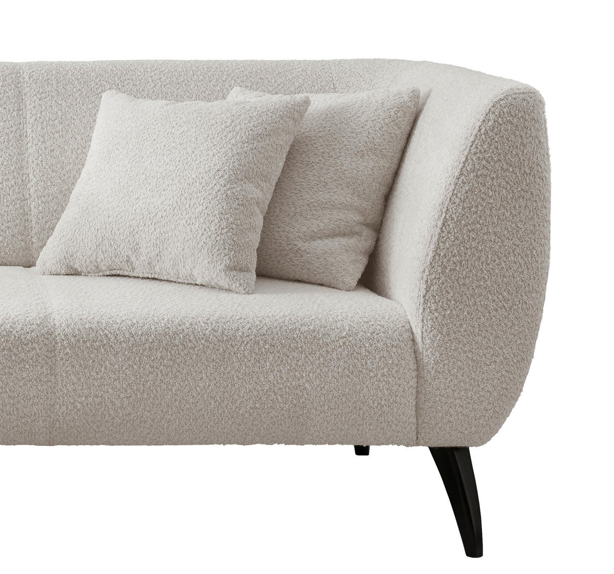 ECKSOFA in Bouclé Weiss  - Weiss/Schwarz, Modern, Holz/Textil (160/264cm) - MID.YOU