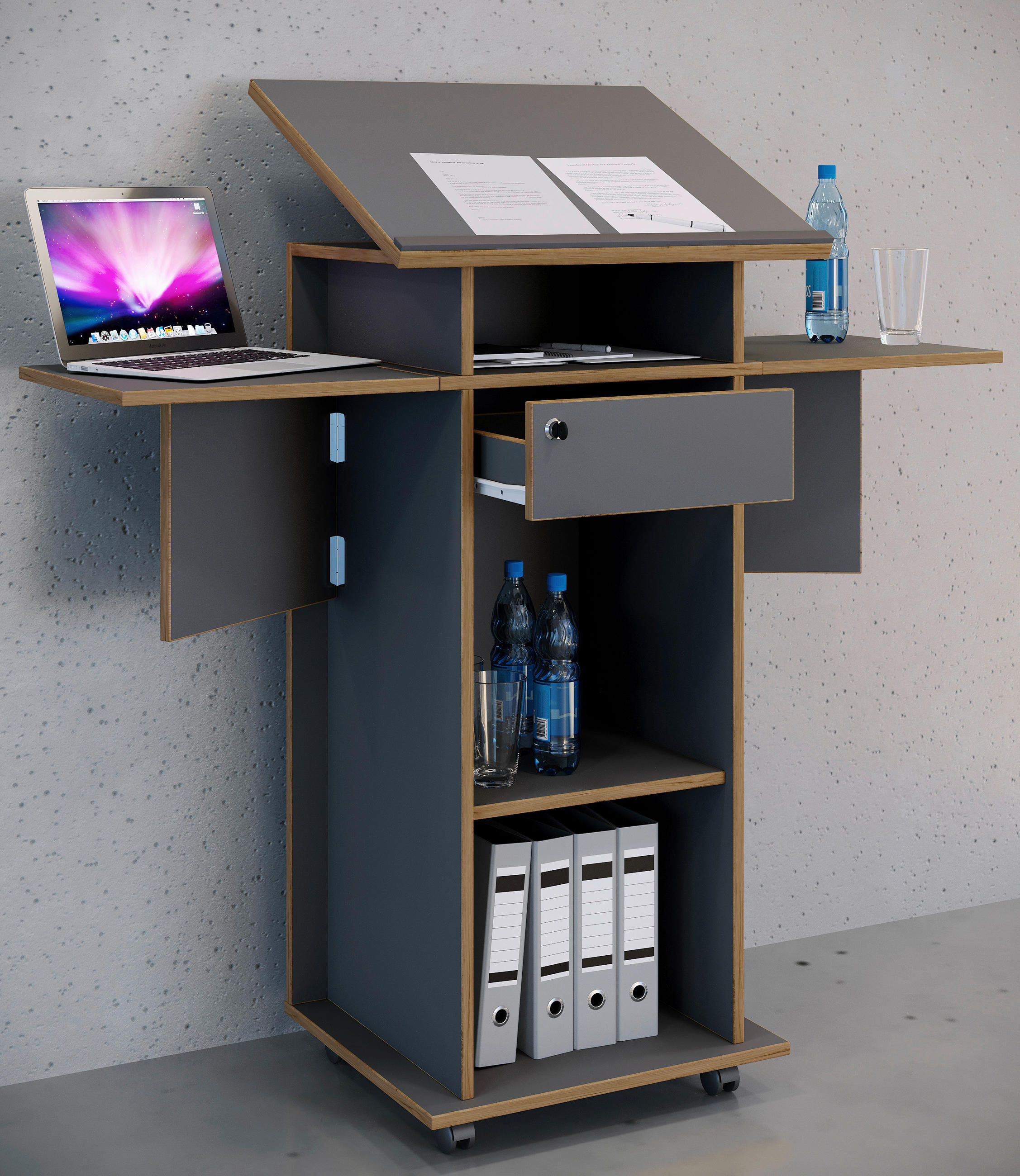 STEHPULT   - Honigeiche/Anthrazit, Design, Holzwerkstoff (123/128/44cm) - MID.YOU