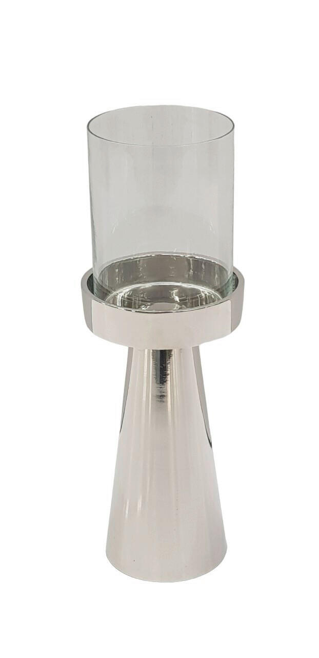 KERZENHALTER - Chromfarben/Nickelfarben, LIFESTYLE, Glas/Metall (9/25cm) - Ambia Home