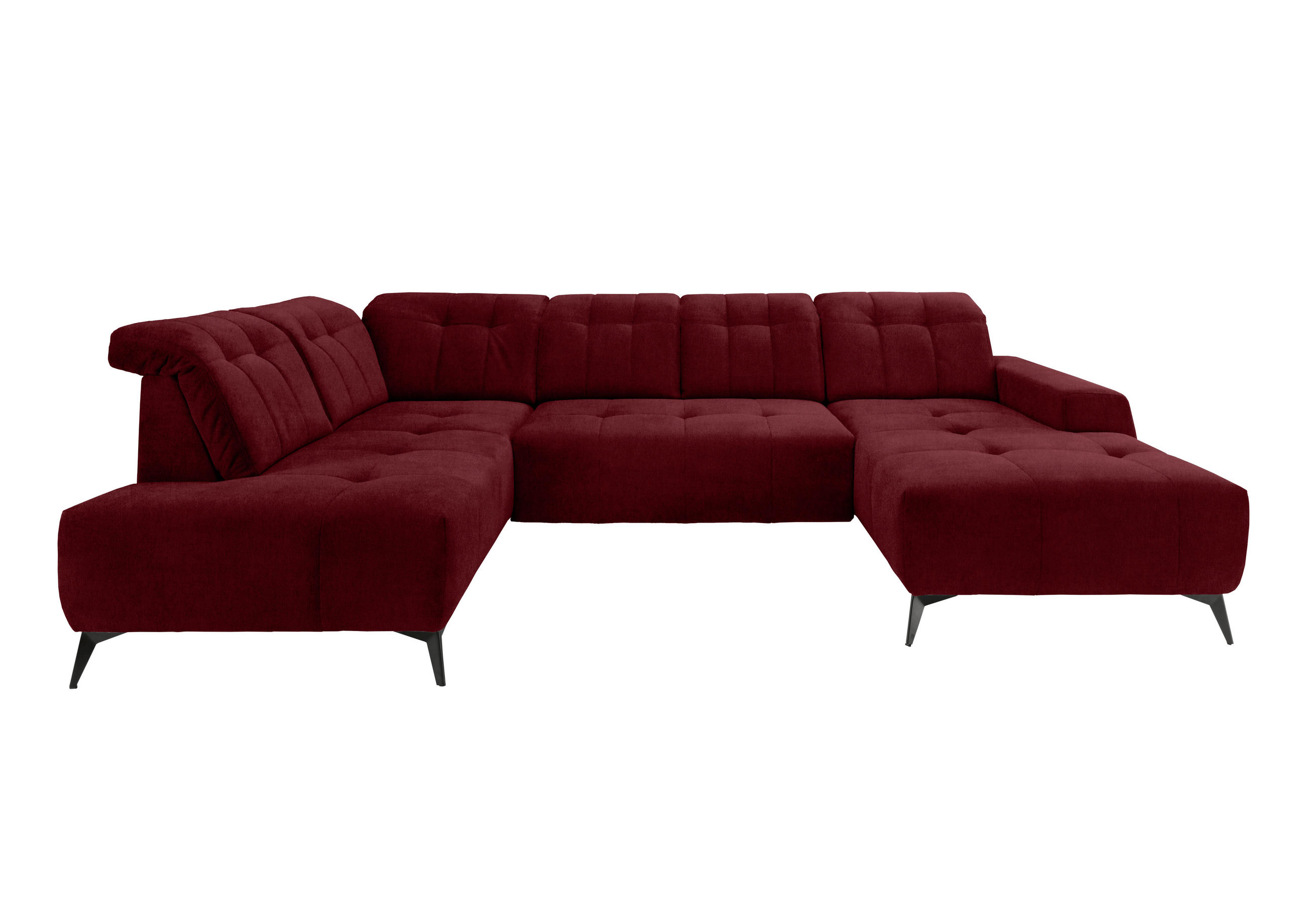 WOHNLANDSCHAFT in Mikrofaser Bordeaux - Bordeaux/Schwarz, Modern, Textil/Metall (200/337/180cm) - Livetastic