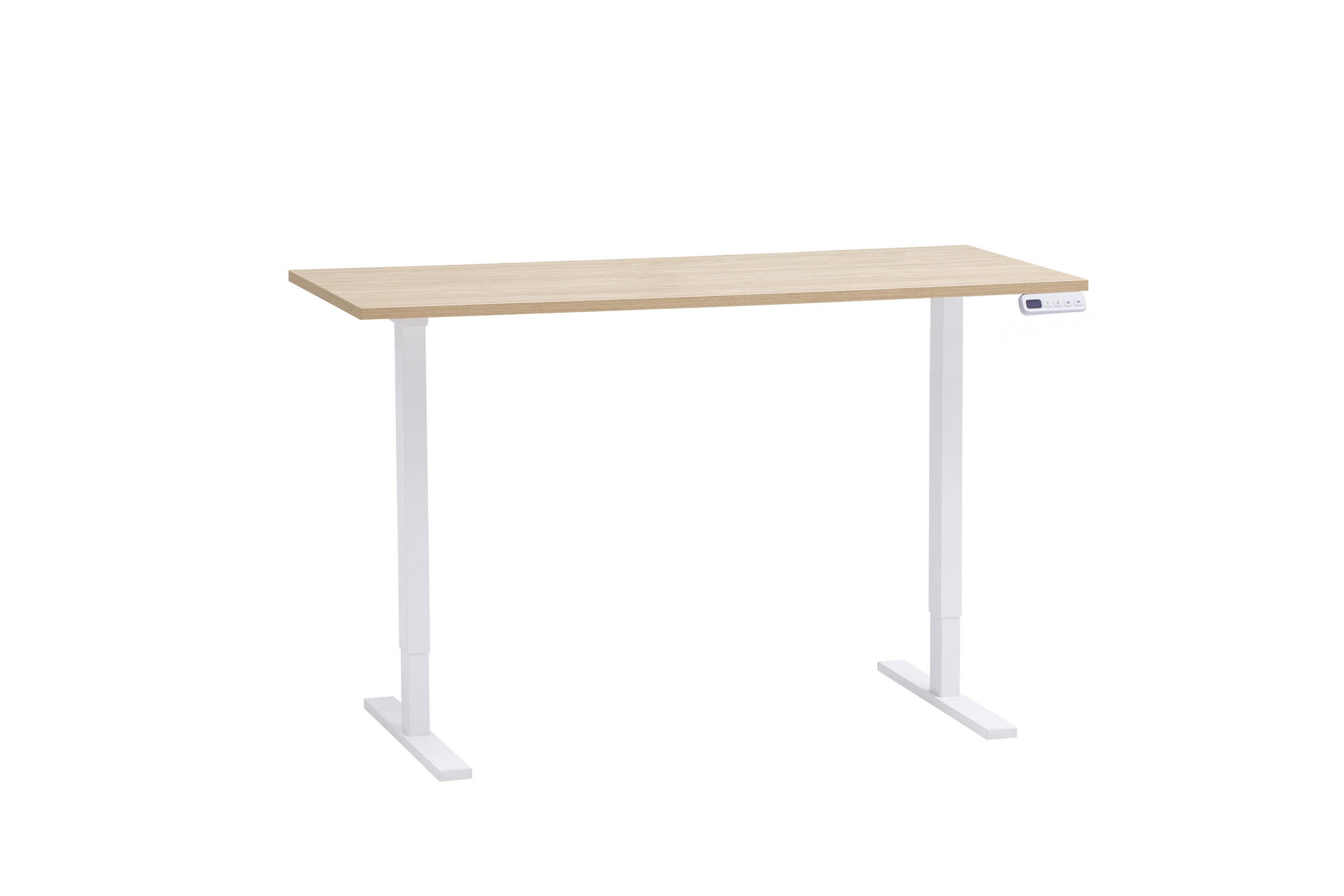 SCHREIBTISCH 138/60/72,7-117,2 cm Eichefarben elektrisch höhenverstellbar  - Eichefarben/Weiß, MODERN, Holzwerkstoff/Metall (138/60/72,7-117,2cm) - MID.YOU
