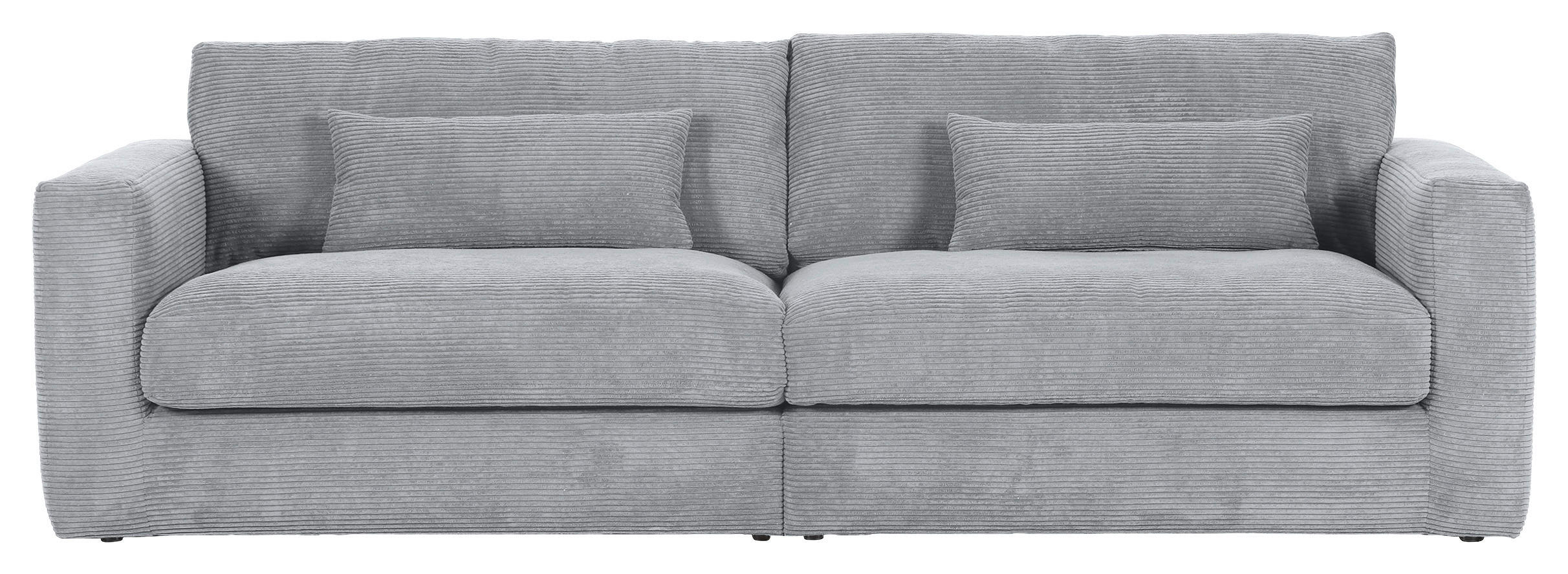 BIGSOFA Cord Hellgrau  - Hellgrau/Schwarz, KONVENTIONELL, Kunststoff/Textil (260/66/115cm) - Carryhome