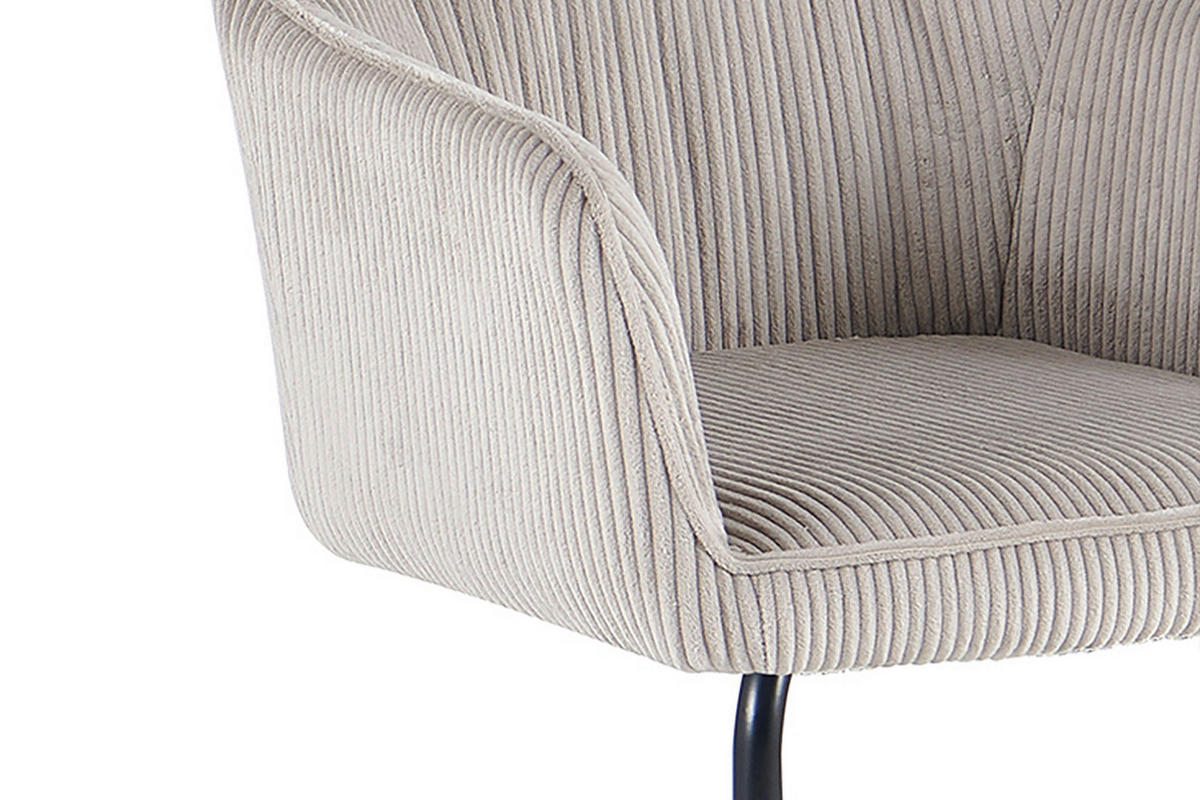 SCHWINGSTUHL-SET 2 Stück Sitzfläche 360° drehbar, gepolsterte Armlehnen Cord  Taupe  - Taupe/Schwarz, MODERN, Textil/Metall (60/85/59,5cm) - MID.YOU