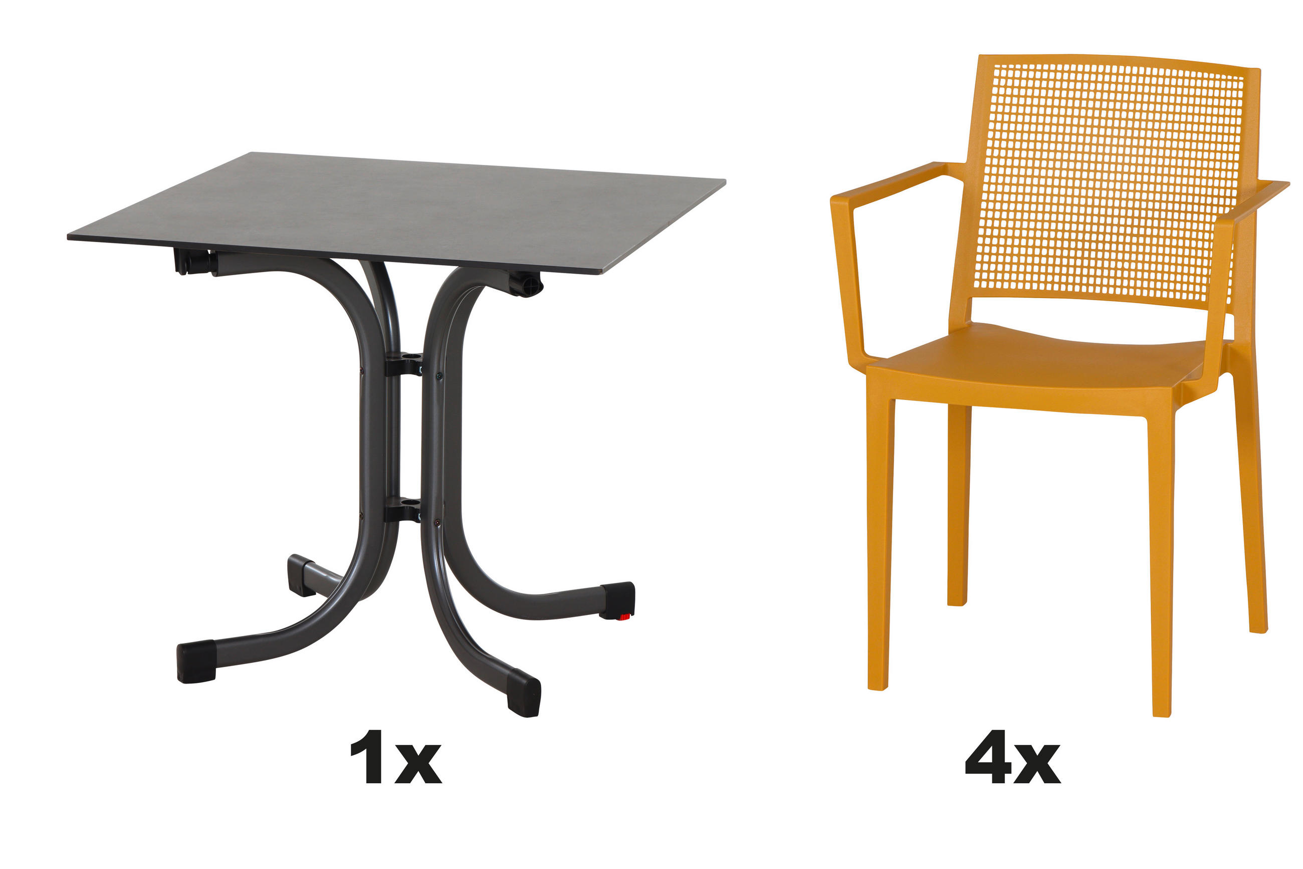 GARTENGARNITUR 5-teilig Stahl  - Gelb, Basics, Kunststoff/Metall (80/80/80cm) - Siena Garden