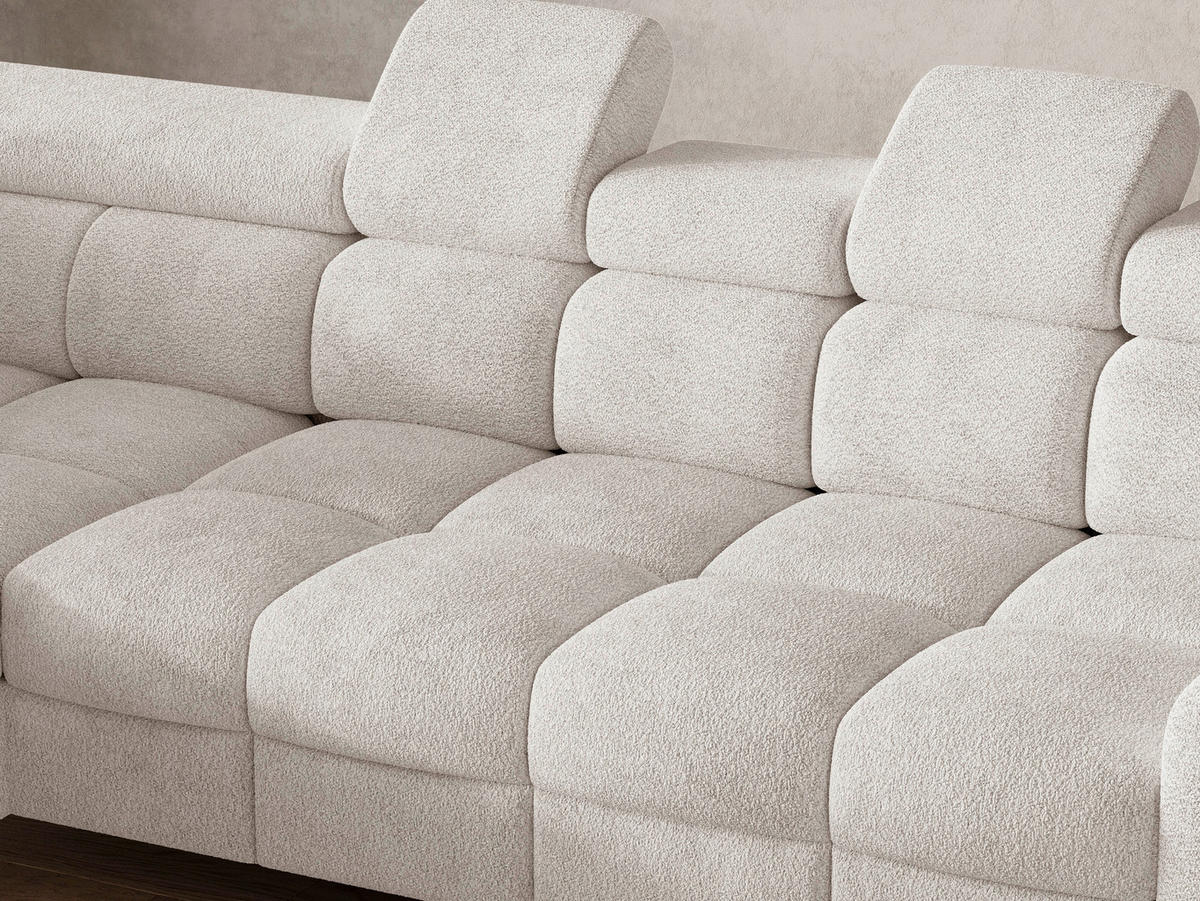 ECKSOFA BUN in Bouclé Weiß  - Elfenbein/Weiß, Design, Holz/Textil (209/276cm) - MID.YOU