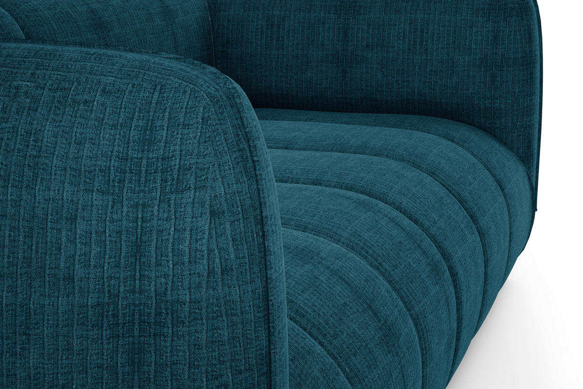SOFA in Struktur Petrol  - Petrol/Schwarz, Design, Holz/Textil (240/80/95cm) - MID.YOU