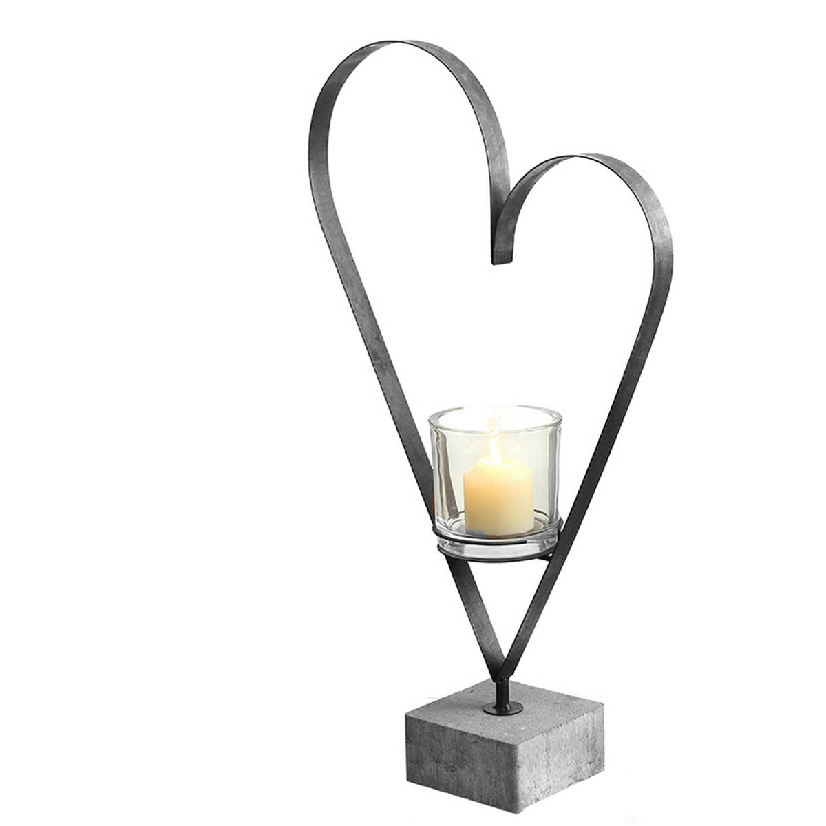 WINDLICHT - Grau, Basics, Glas/Stein (47/17/80cm) - Ambia Home
