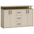 SIDEBOARD  139/90/34 cm 3 Schublade(n)  - Kaschmir/Schwarz, KONVENTIONELL, Holzwerkstoff/Kunststoff (139/90/34cm) - Carryhome