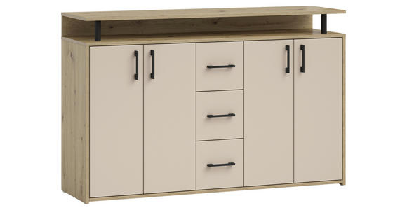 SIDEBOARD  139/90/34 cm 3 Schublade(n)  - Kaschmir/Schwarz, KONVENTIONELL, Holzwerkstoff/Kunststoff (139/90/34cm) - Carryhome