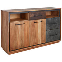 ŠIROKÁ KOMODA, akácia, recyklované drevo, hnedá, farba akácie, tmavosivá, 145/88/40 cm - hnedá/čierna, Trend, kov/drevo (145/88/40cm) - Landscape