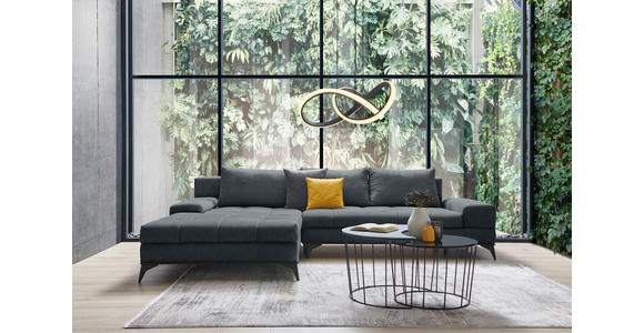 ECKSOFA in Webstoff Blaugrau 212/315 cm - Blaugrau/Schwarz, Design, Textil/Metall (212/315cm) - Carryhome