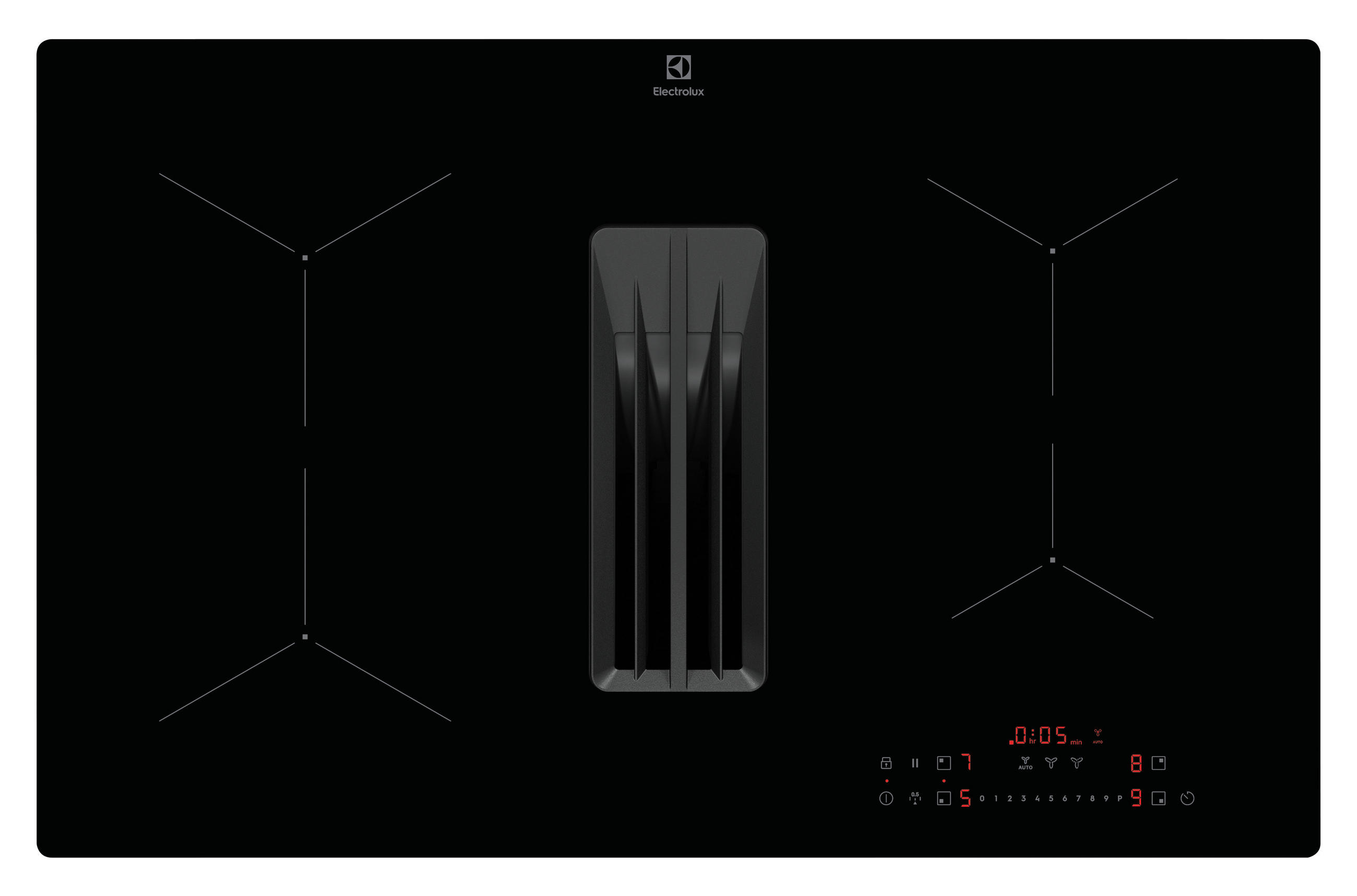 KOCHFELD-DUNSTABZUG-KOMBI KCC81410CK  - Schwarz, Basics, Glas (80/22,5/51cm) - Electrolux