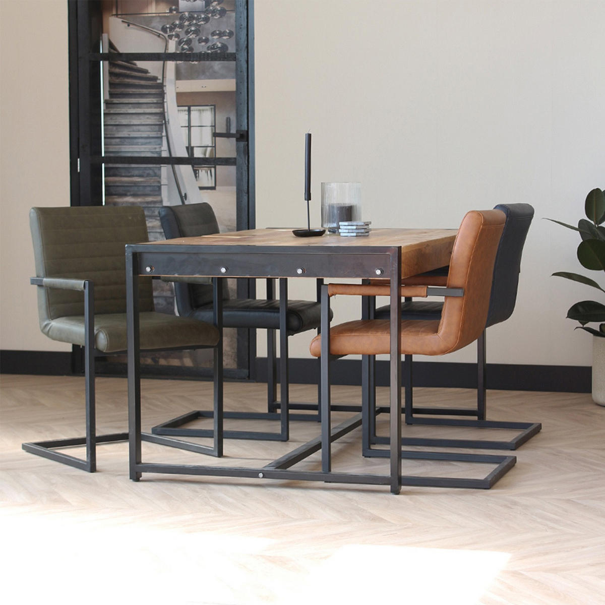 SADA STOLIČIEK S PODRÚČKAMI 2 kus - hnedá/čierna, Lifestyle, kov/textil (54/86/57cm) - MID.YOU