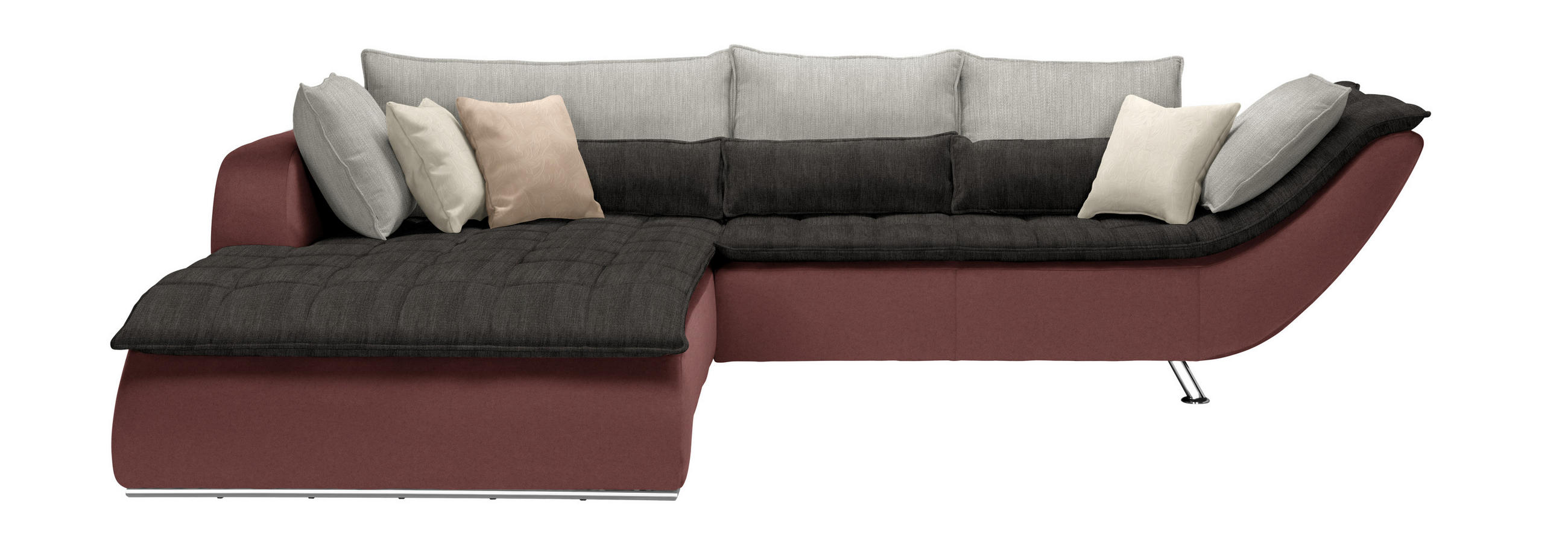 SOFFA i textil gammelrosa, ljusgrå, mörkgrå  - mörkgrå/kromfärg, Design, metall/textil (220/300cm) - Livetastic