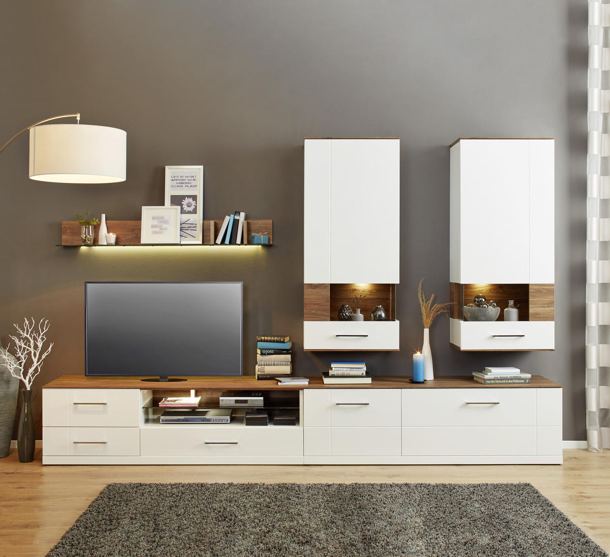 VÄGGHÄNGD MODUL i vit   - vit, Design, trä (60/133/37cm) - Premium Living