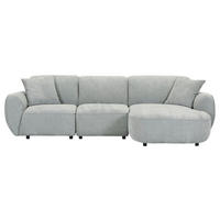 ECKSOFA Salbeigrün Flachgewebe Zierkissen, Rücken echt  - Salbeigrün/Schwarz, KONVENTIONELL, Kunststoff/Textil (285/155cm) - Milino