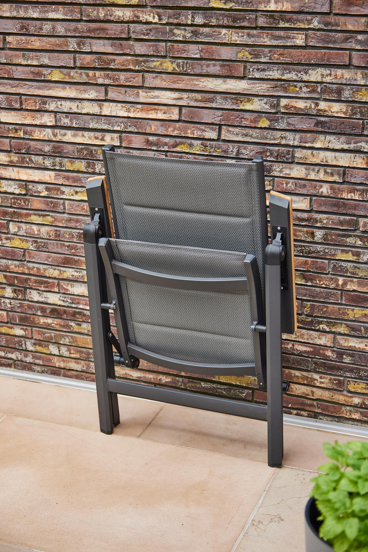 GARTENKLAPPSESSEL Teakholz Aluminium Anthrazit  - Anthrazit, KONVENTIONELL, Holz/Kunststoff (59/110/68cm) - Siena Garden