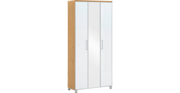 GARDEROBENSCHRANK Santina  in 90/193/37 cm  - Chromfarben/Eiche Bianco, Design, Glas/Holz (90/193/37cm) - Novel