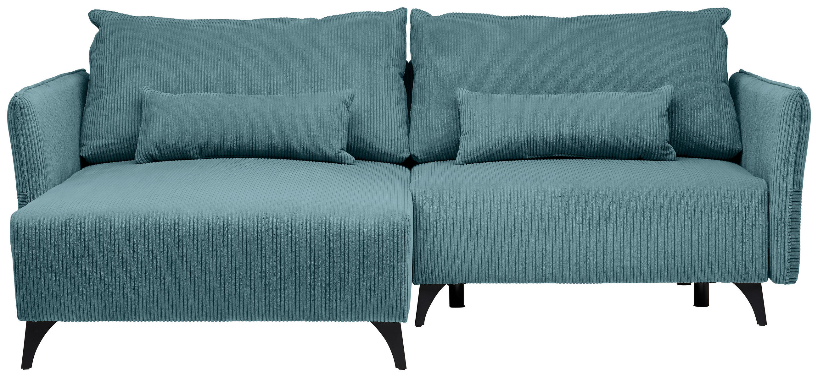 ECKSOFA Türkis Cord  - Türkis/Schwarz, Design, Textil/Metall (175/254cm) - Stylife