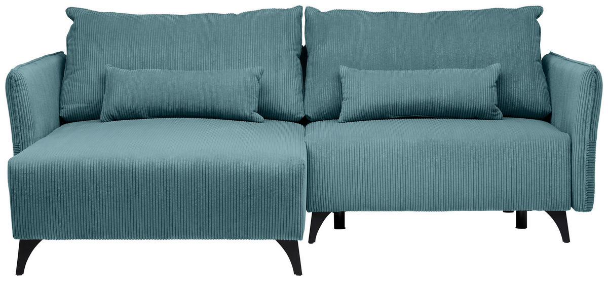 ECKSOFA Türkis Cord  - Türkis/Schwarz, Design, Textil/Metall (175/254cm) - Stylife