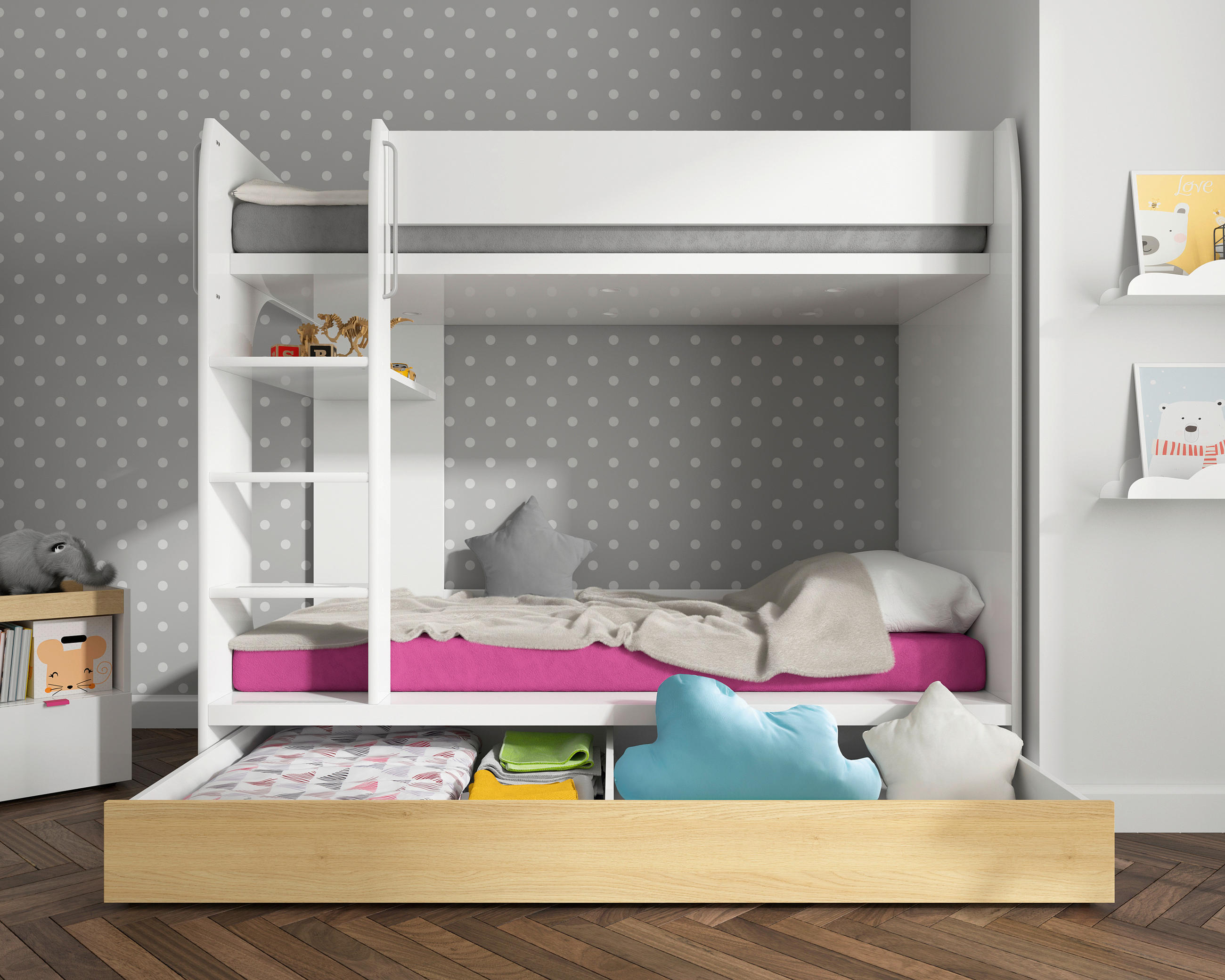 POGRAD - barve hrasta/bela, Moderno, leseni material (80/180cm) - MID.YOU