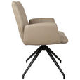 ARMLEHNSTUHL  Sitzfläche 360° drehbar, automatische Rückholfunktion  Echtleder  - Taupe/Schwarz, Design, Leder/Holz (62/87/63cm) - Valnatura