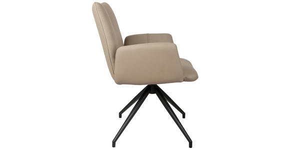 ARMLEHNSTUHL  Sitzfläche 360° drehbar, automatische Rückholfunktion  Echtleder  - Taupe/Schwarz, Design, Leder/Holz (62/87/63cm) - Valnatura