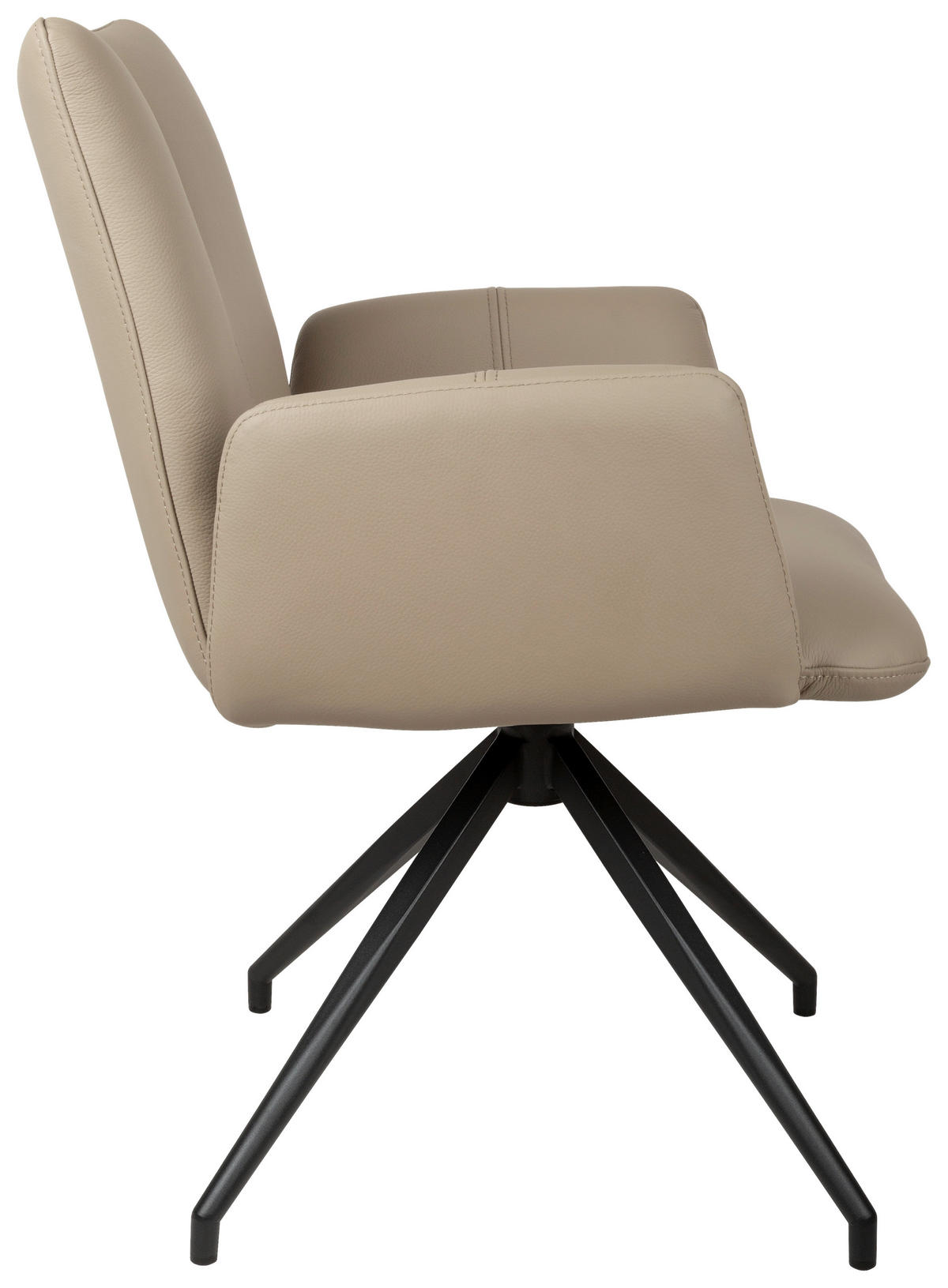 ARMLEHNSTUHL  Sitzfläche 360° drehbar, automatische Rückholfunktion  Echtleder  - Taupe/Schwarz, Design, Leder/Holz (62/87/63cm) - Valnatura