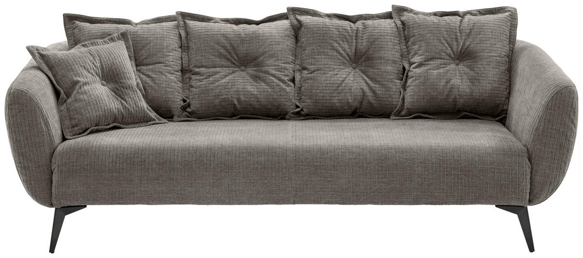3-SITZER-SOFA in Mikrofaser Graubraun  - Graubraun/Schwarz, MODERN, Textil/Metall (236/94/103cm) - Livetastic