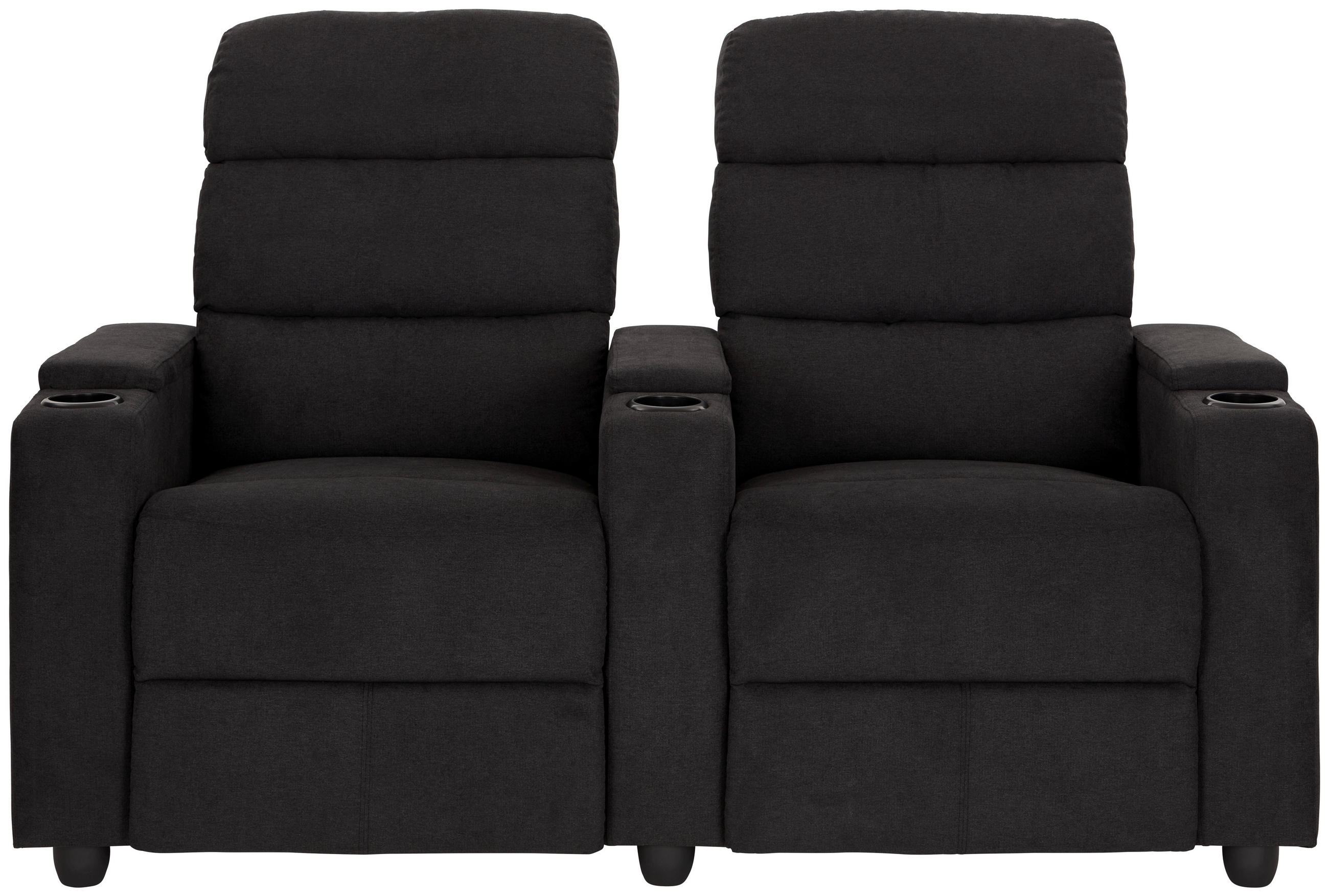 HEIMKINO-SOFA Mikrofaser Anthrazit Relaxfunktion, Getränkehalter  - Anthrazit/Schwarz, KONVENTIONELL, Kunststoff/Textil (164/107/90cm) - P & B